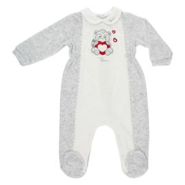 THUN & OVS girls’ white and grey romper in chenille featuring Pepito the Raccoon