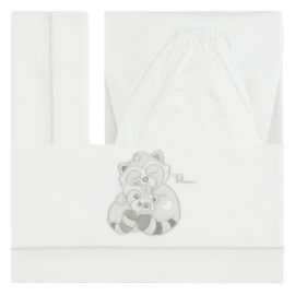 Set of THUN & OVS Pepito the Raccoon embroidered cot sheets in organic cotton