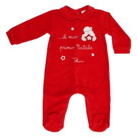 THUN & OVS red romper in chenille featuring Paul the Polar Bear