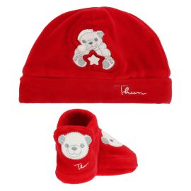 Cappello e scarpine rosse THUN & OVS in ciniglia Orso polare Paul