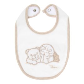 Embroidered bib with button, Angel