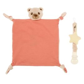 Geschenkpackung Doudou und Schnullerhalter Teddy