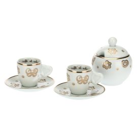 Set of 2 Gold Icons coffee cups with sugar bowl