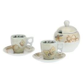 Set of 2 Elegance coffee cups with sugar bowl