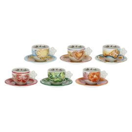 Set of 6 multicolour Happy coffee cups