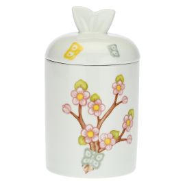 Fiori Di Pesco porcelain jar with blue butterfly