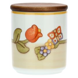 Country porcelain jar with tulip and butterfly