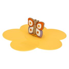 Country airtight silicone mug cover in shape of flower with butterfly