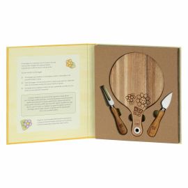 Set of Country cheeseboard with 2 knives for cheese