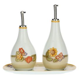 Country oil and vinegar set with tray