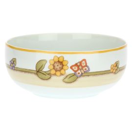 Country porcelain bowl with sunflower and butterfly