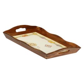 Country acacia wood tray