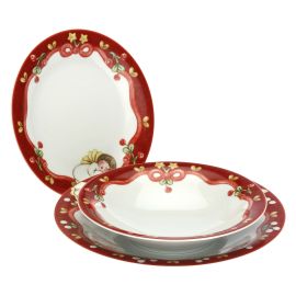 Sweet Christmas set of 6 dishes with 2 large plates, 2 soup bowls and 2 dessert bowls