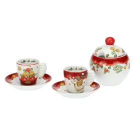 Sweet Christmas set of 2 coffee cups with sugar bowl