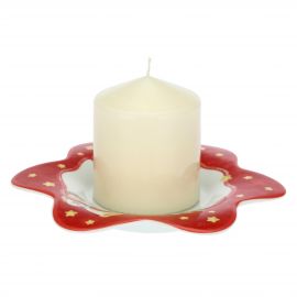 Sweet Christmas candle with heart-shaped candle plate