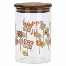 Happy Country glass salt jar