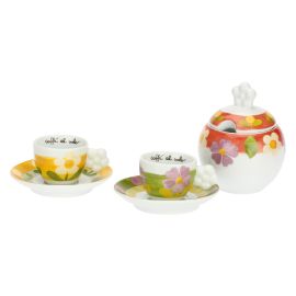 Set mit 2 Espressotassen und Zuckerdose aus Porzellan Florianne