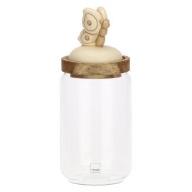 Elegance glass jar with wooden lid, large