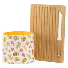 Happy Country Wooden cutting board, knife and bread bag