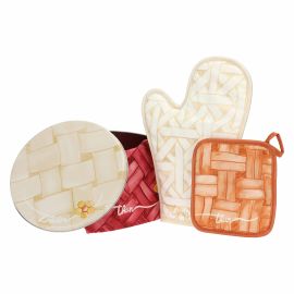 AbbracciAMI tin box, oven glove, potholder and tea towel
