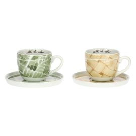 Set of 2 AbbracciAMI porcelain breakfast cups with saucers