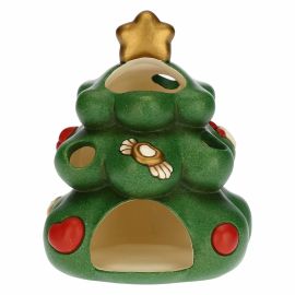 Porta candela in ceramica a forma di albero di Natale