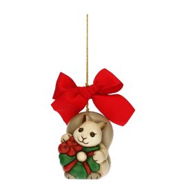 Large squirrel with wreath Christmas tree decoration