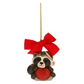 Small Pepito the Raccoon with heart Christmas tree decoration