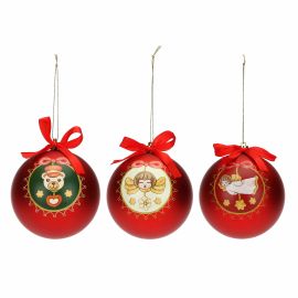 Set mit 3 Christbaumkugeln rot