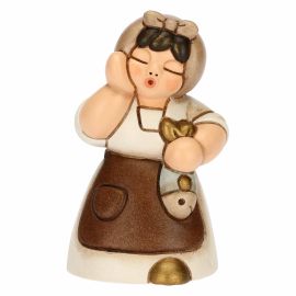 Presepe Classico ceramic woman with fish white