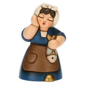 Presepe Classico ceramic woman with fish blu