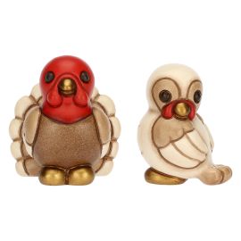 Presepe Classico set of 2 ceramic turkeys