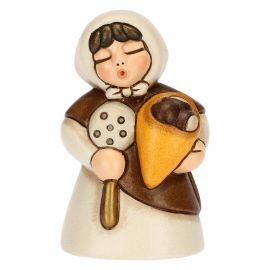 Presepe Classico ceramic woman with chestnuts white