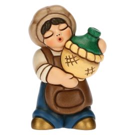 Presepe Classico ceramic tavern owner with wine flask blue