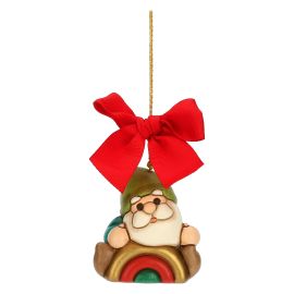 Ceramic Oliver Gnome with rainbow Christmas tree decoration, maxi