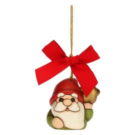 Ceramic Oliver Gnome with golden star Christmas tree decoration, small