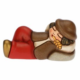 Presepe Classico ceramic sleeping shepherd red