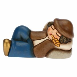 Presepe Classico ceramic sleeping shepherd blue