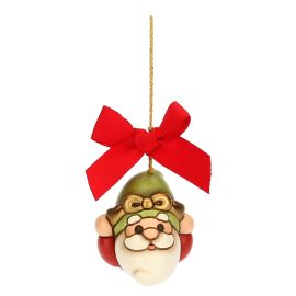 Ceramic Oliver Gnome with green hat Christmas tree decoration, small