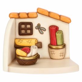 Presepe Classico ceramic tailor's shop with fabric baskets