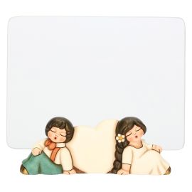 Portafoto sposini con cuore in ceramica e vetro