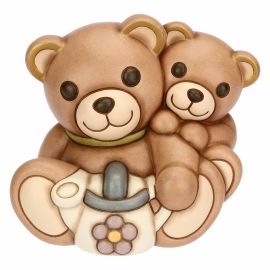 Pair of ceramic Teddy Spring with watering can