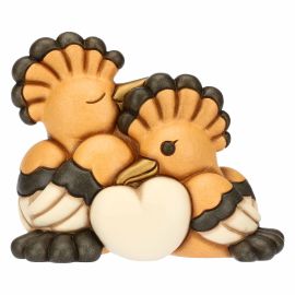 Pair of large ceramic hoopoes with hearts