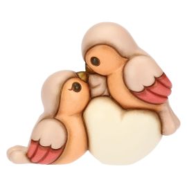 Pair of ceramic bullfinches with heart, medium