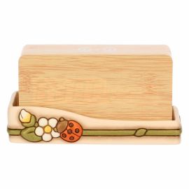 Country Bloom ceramic digital clock with flowers and ladybug