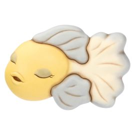 3D yellow and blue ceramic fish tile, large