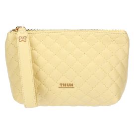 Pochette in ecopelle trapuntata, gialla