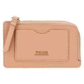 Medium faux leather card holder, pink