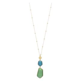 Collana con pietre in ceramica e quadrifoglio