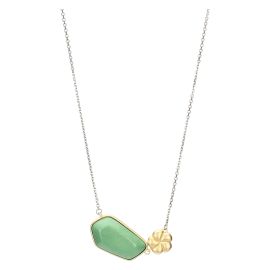 Collana con pietra in ceramica e fiore